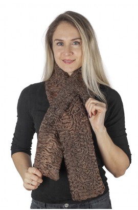 Brown karakul lamb fur scarf - fur on both sides